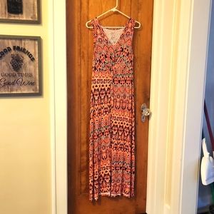 St John's Bay maxidress. Petite medium. Coral/navy